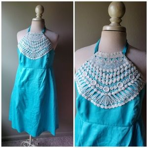 Lilly Pulitzer Blue Halter Dress Size 14